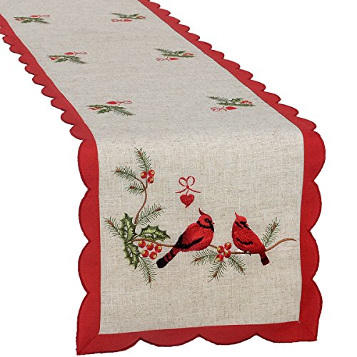 Christmas Holiday Red Cardinal Bird Table Runner