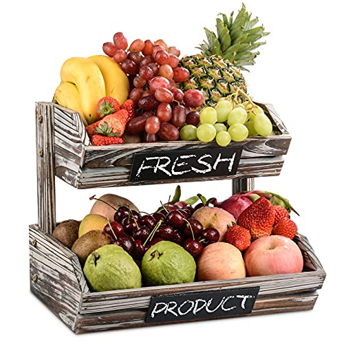 2 Tier Wood Fruit Stand with Chalkboards