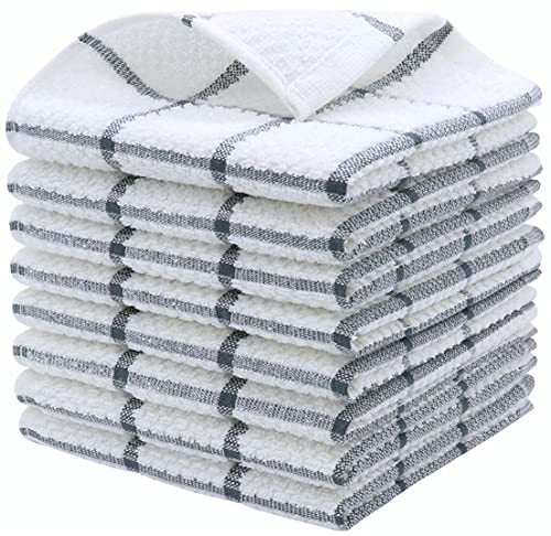 100% Cotton Grid Dish Cloths, Terry Cleaning Rags