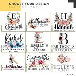 Personalized Kitchen Apron Initial Name Flowers Design - Image 3