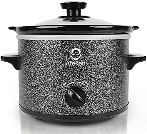Ateken Slow Cooker 1.5 Quart Round Crock Removable Inser Pot
