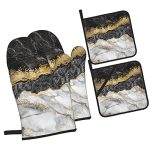 Marble Oven Mitts and Pot Holders 4pcs Sets