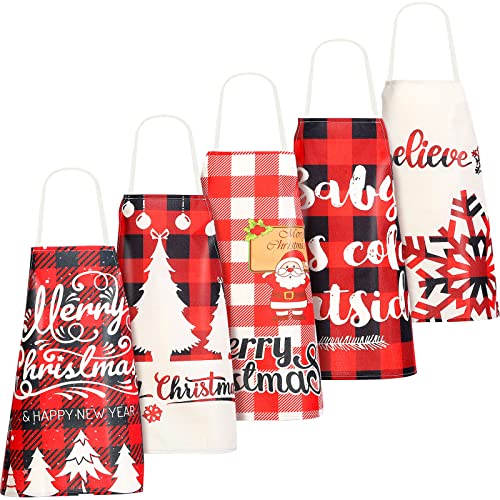 SATINIOR 5 Pack Christmas Aprons Adjustable