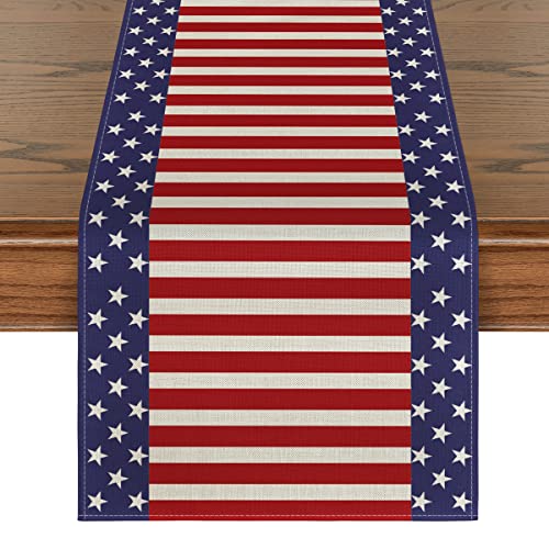 Artoid Mode Watercolor Strips and Stars Table Runner