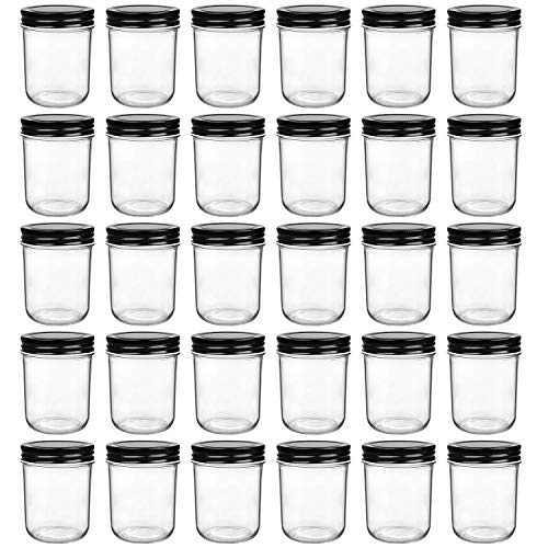 Mini Canning Jars With Black Lids,Kitchen Storage Jars For Honey