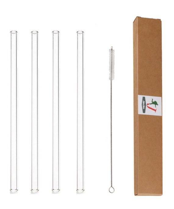 Glass Drinking Straws Set of 4 Straight 9 inches x 10 mm