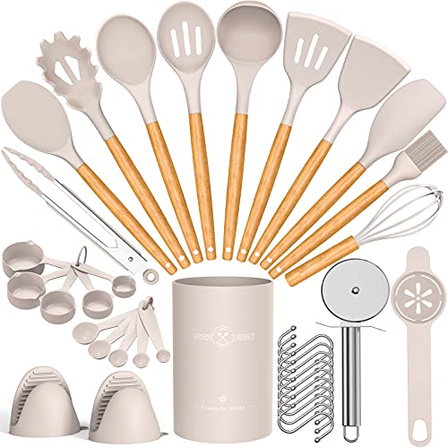 Silicone Kitchen Cooking Utensils with Holder
