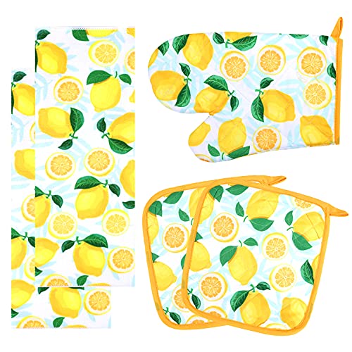 RUODON 5 Pack Yellow Lemon Dish Towels