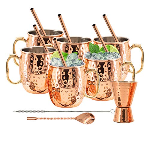 Stainless Steel Lined Copper Moscow Mule Cups Set of 6