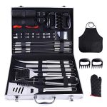 Heavy Duty Barbecue Grill Utensils with Aluminium Case