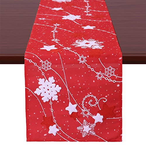 Grelucgo Towel Embroidered Snowflakes Table Runners