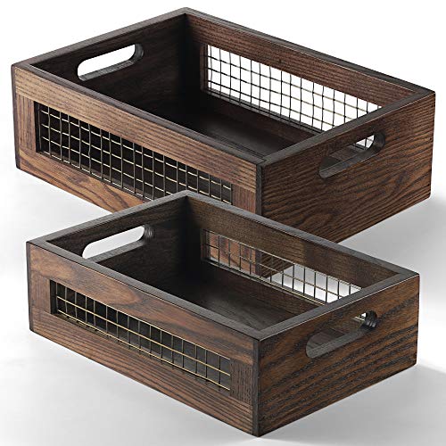 Wooden Nesting Countertop Baskets Set of 2