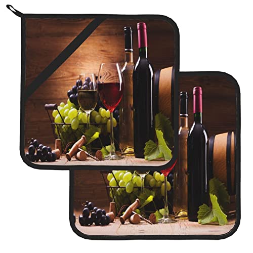 Vintage Glasses Grapes Pot Holders Sets 2-Piece