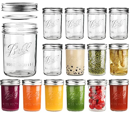 Mason Jars 8 oz Regular Mouth 15 Pack Glass Canning Jars