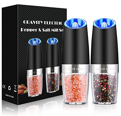 Gravity Electric Pepper and Salt Grinder Set - Convenient One-Handed Operation for Precision Seasoning