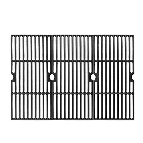 A set of three solid iron grill grates replacement, compatible with Charbroil Advantage and other grill models, perfect for upgrading your outdoor cooking experience.