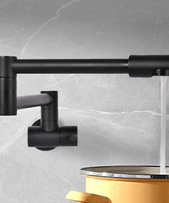 Single Handle Matte Black Wall Mount Pot Filler Faucet