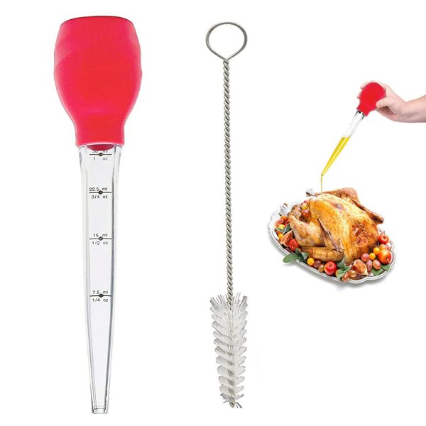 WAFJAMF 12" Turkey Baster with Cleaning Brush