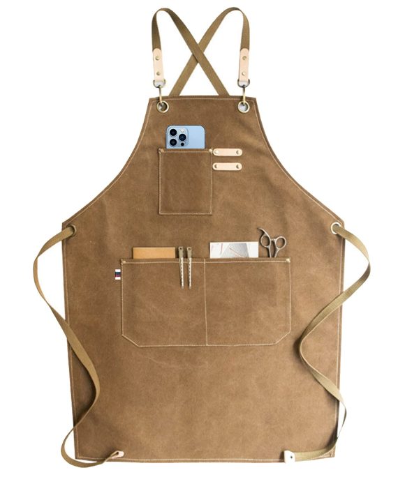 Waterdrop Resistant Cotton Canvas Cross Back Adjustable Apron
