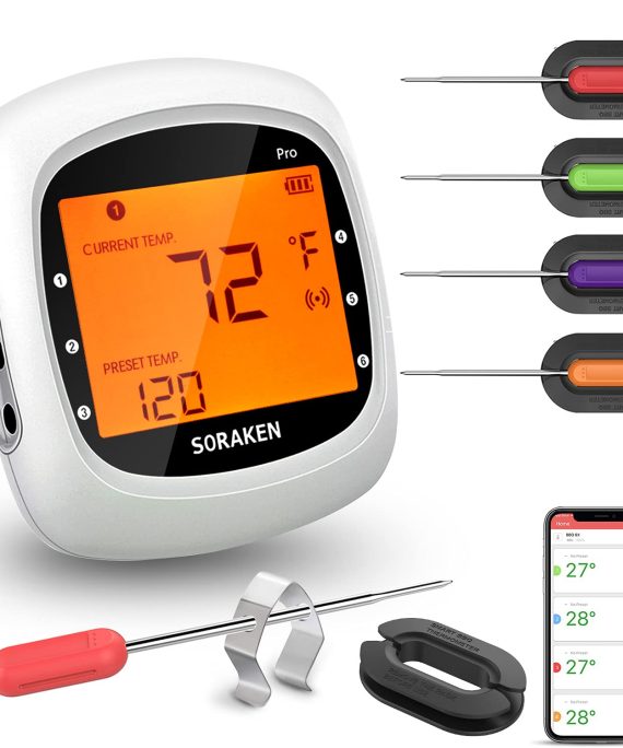 Wireless Meat Thermometer with 4 Probes Digital Grill Thermometer