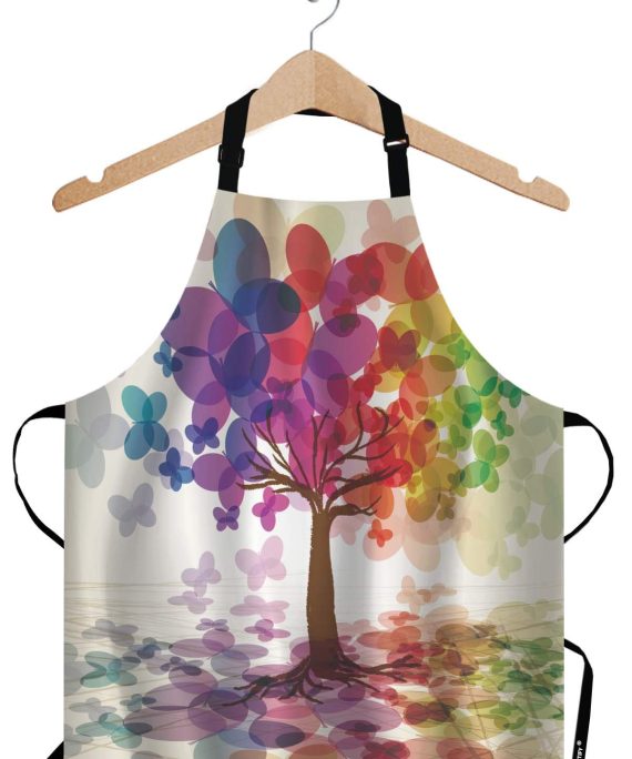 Fantastic Pattern Colorful Tree and Beautiful Butterflies Bib Apron