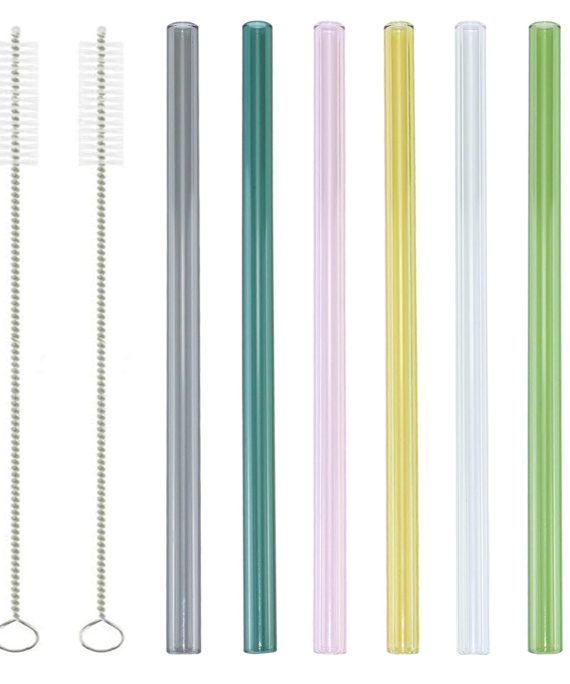 Transparent and Beautiful Straws 8in x 8mm 1 box of 6