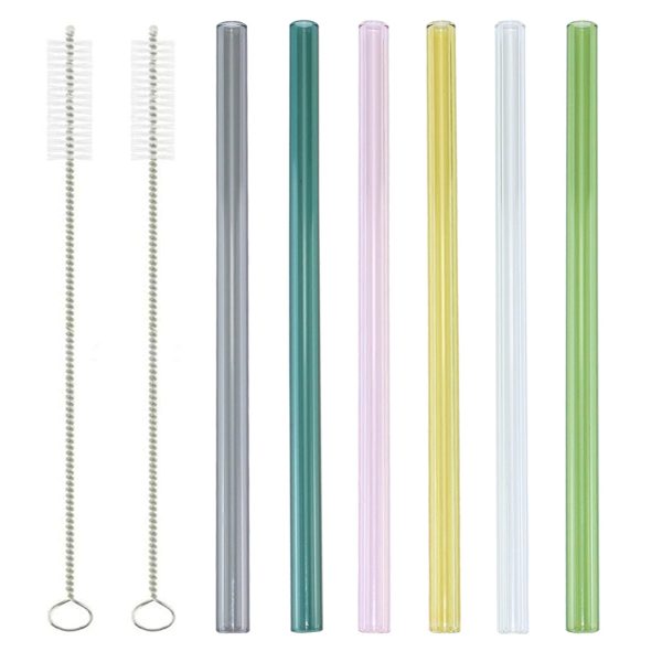 Transparent and Beautiful Straws 8in x 8mm 1 box of 6