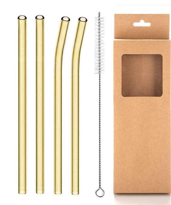 8mm Straight Bent Glass Drinking Straws