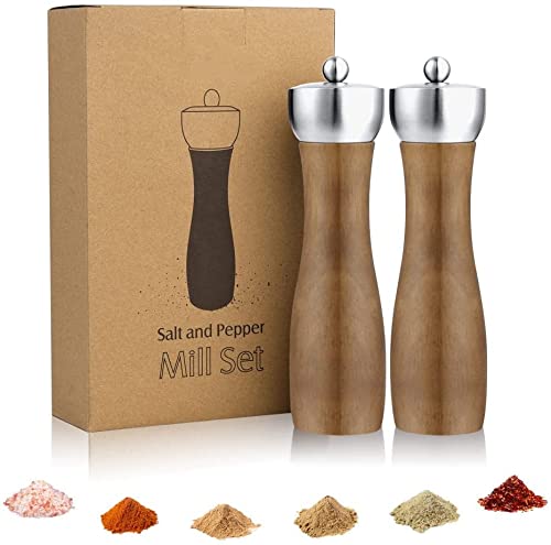 Salt Pepper Grinders Set Wooden