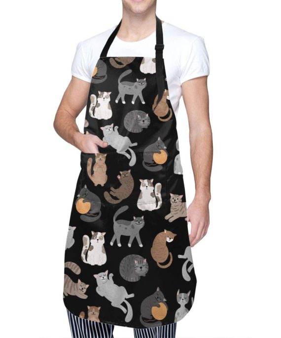 Shorthaired Cat Kitchen Apron with Pockets
