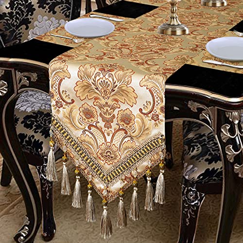 Grelucgo Luxury Thick Lined Damask Table Runners