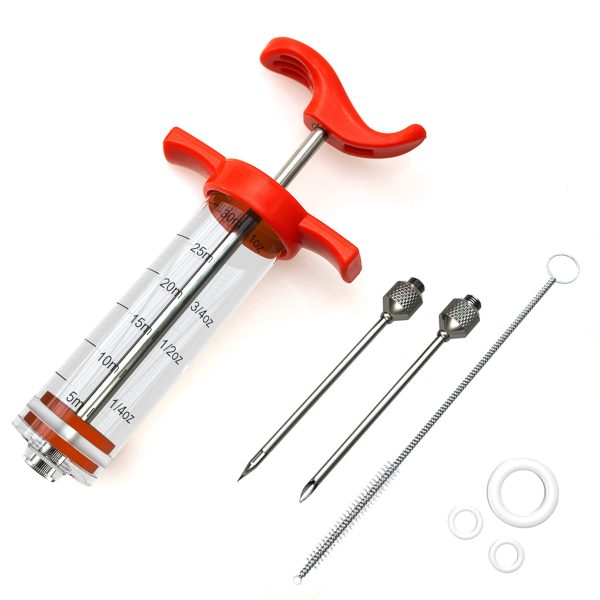 Meat Injector Kit, Plastic Marinade Turkey BBQ 1-oz Syringe