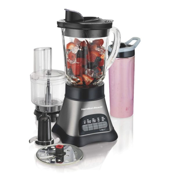 Hamilton Beach Wave Crusher Blender – 3-in-1 Blender with 40oz Jar, Travel Jar, and Food Processor Attachment