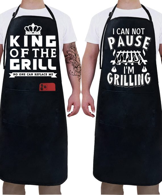 2 Pack -King of The Grill- Funny Aprons for Men