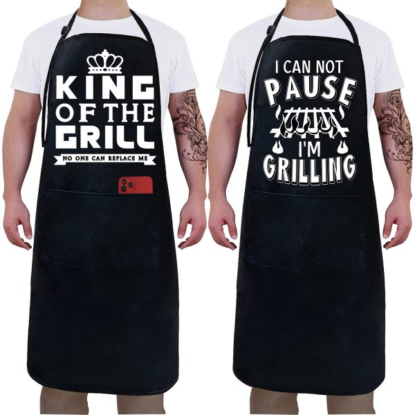 2 Pack -King of The Grill- Funny Aprons for Men
