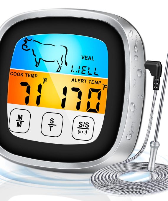 JLLOM Instant Read BBQ Thermometer with Alarm Touch Screen