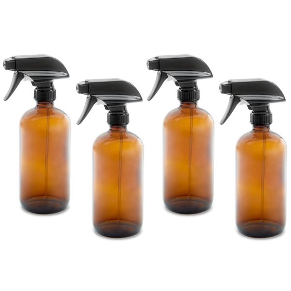 Empty Amber Dark Brown Glass Spray Bottle