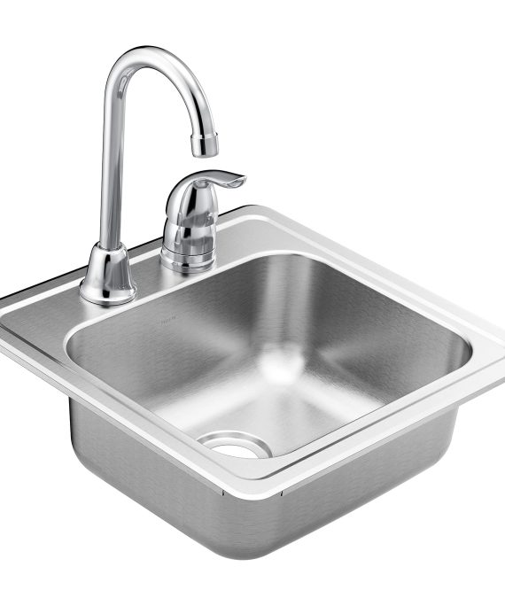 Moen 15-inch 20 Gauge Single Bowl Drop-in Stainless Steel Bar Sink
