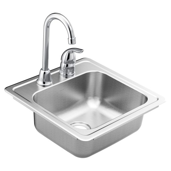 Moen 15-inch 20 Gauge Single Bowl Drop-in Stainless Steel Bar Sink