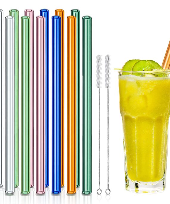 Reusable Glass Straws, 10mm Straight Glass Drinking Straws