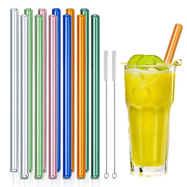 Reusable Glass Straws, 10mm Straight Glass Drinking Straws