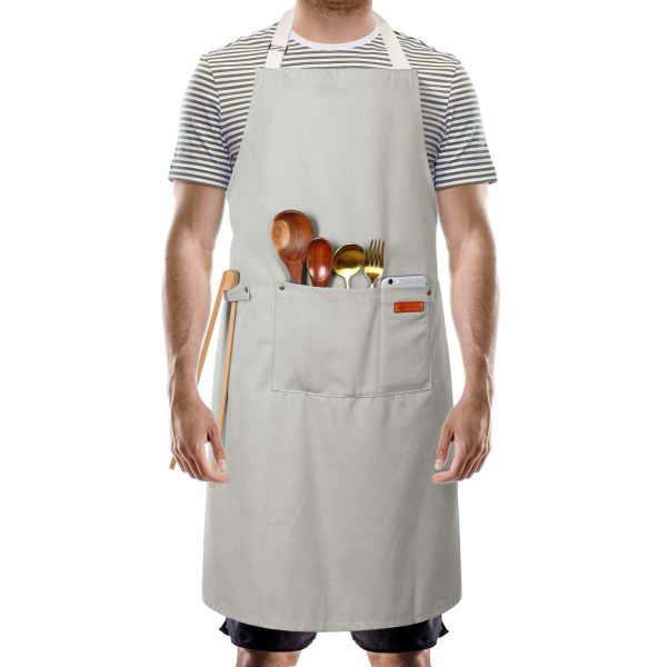 Adjustable Bib Chef Apron Canvas Kitchen Apron