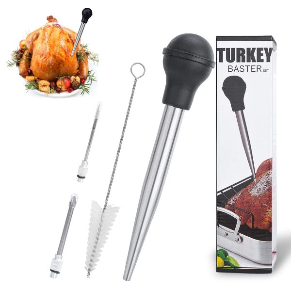 Baster Syringe Set With 2 Meat Injector Needles and 1 Cleaning Brush
