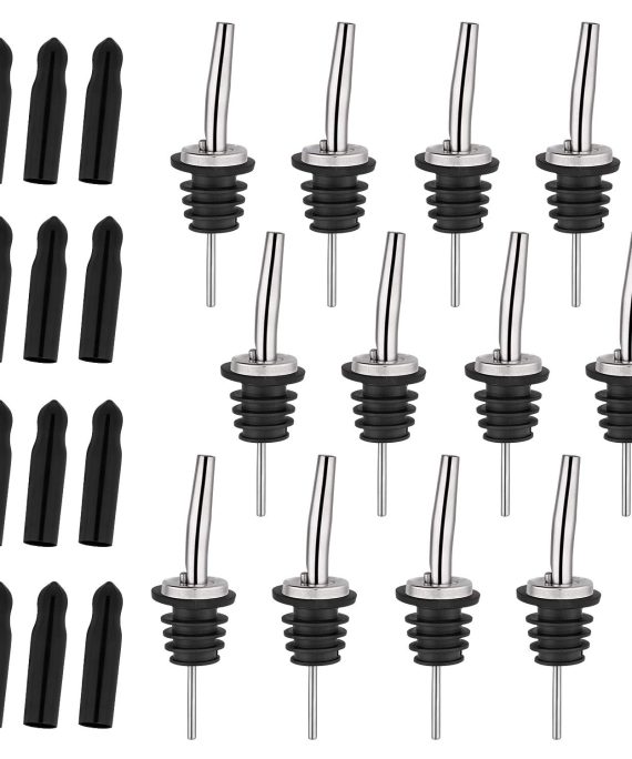 AOZITA 12 Pack Stainless Steel Liquor Bottle Pourers Tapered Spout