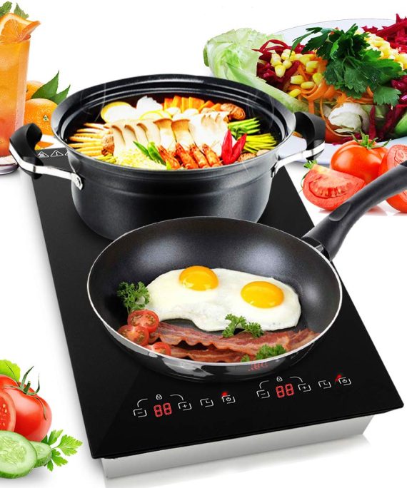 NutriChef Ceramic Countertop Double Burner Cooktop