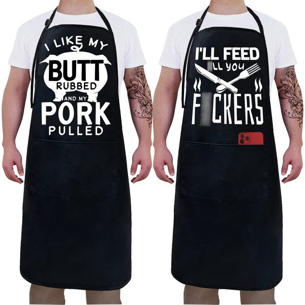 2-Pack Funny Balck Waterproof Aprons for Men Women