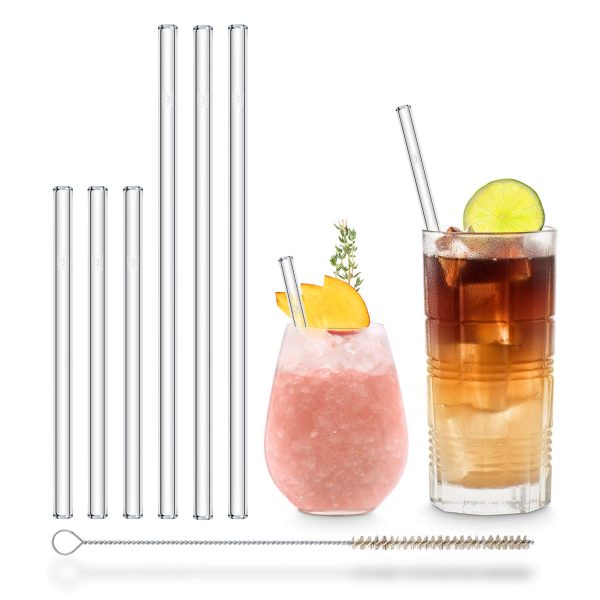 6 Reusable Drinking Straws for Smoothies, Cocktails
