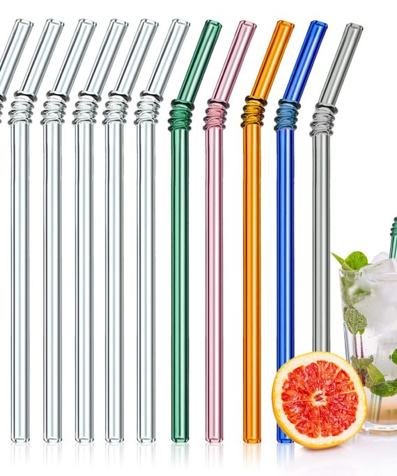 8.7" x 8 mm Reusable Bent Straws with 2 Cleaning Brushes