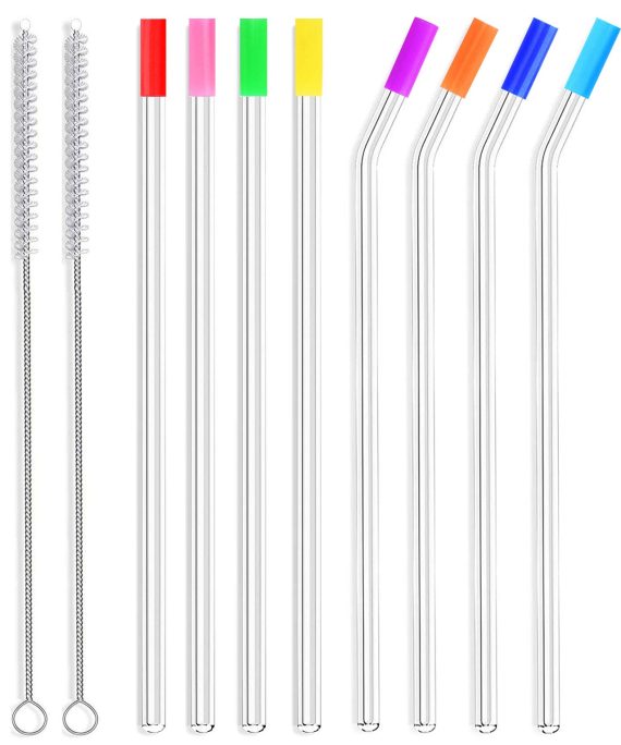 ALINK Skinny Clear Glass Straws