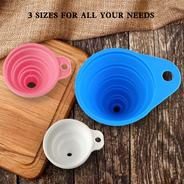Collapsible Silicone Kitchen Funnel Set